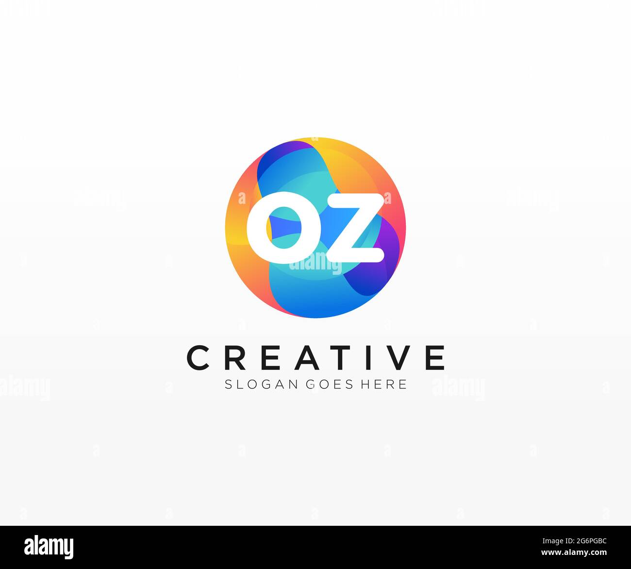 OZ logo iniziale con modello cerchio colorato Illustrazione Vettoriale