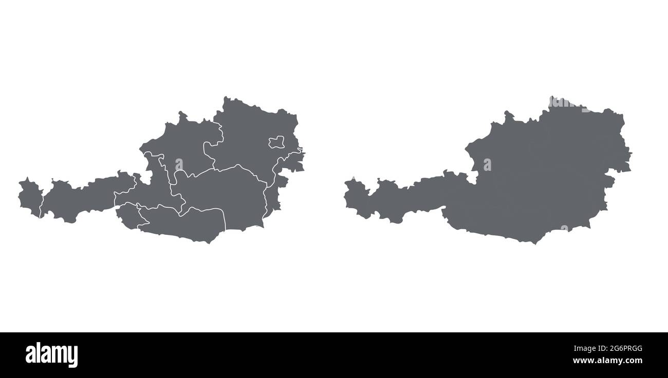 Semplice mappa del disegno vettoriale austriaco. Proiezione Mercator. Riempito e delineato. Illustrazione Vettoriale