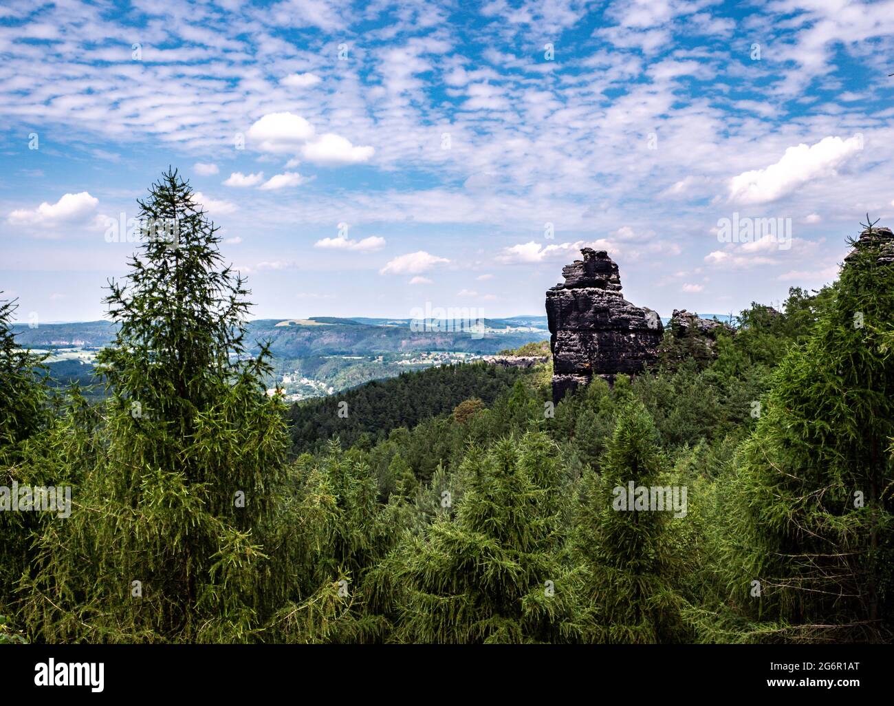 Arrampicata su roccia Große Hunskirche in Svizzera sassone Foto Stock