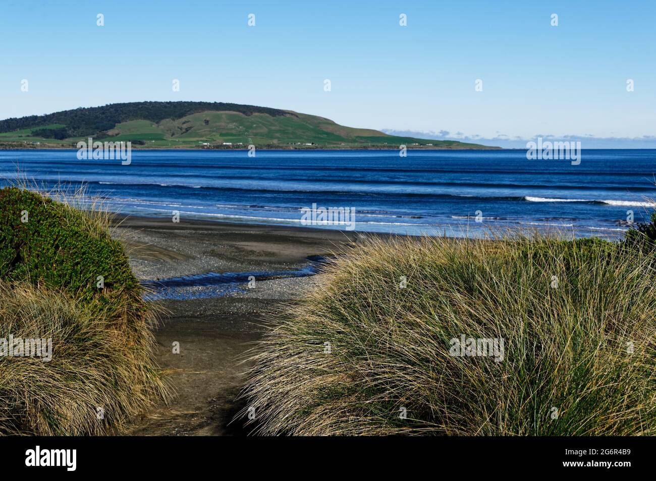 Si affaccia su te Waewae Bay, Southland, Nuova Zelanda Foto Stock