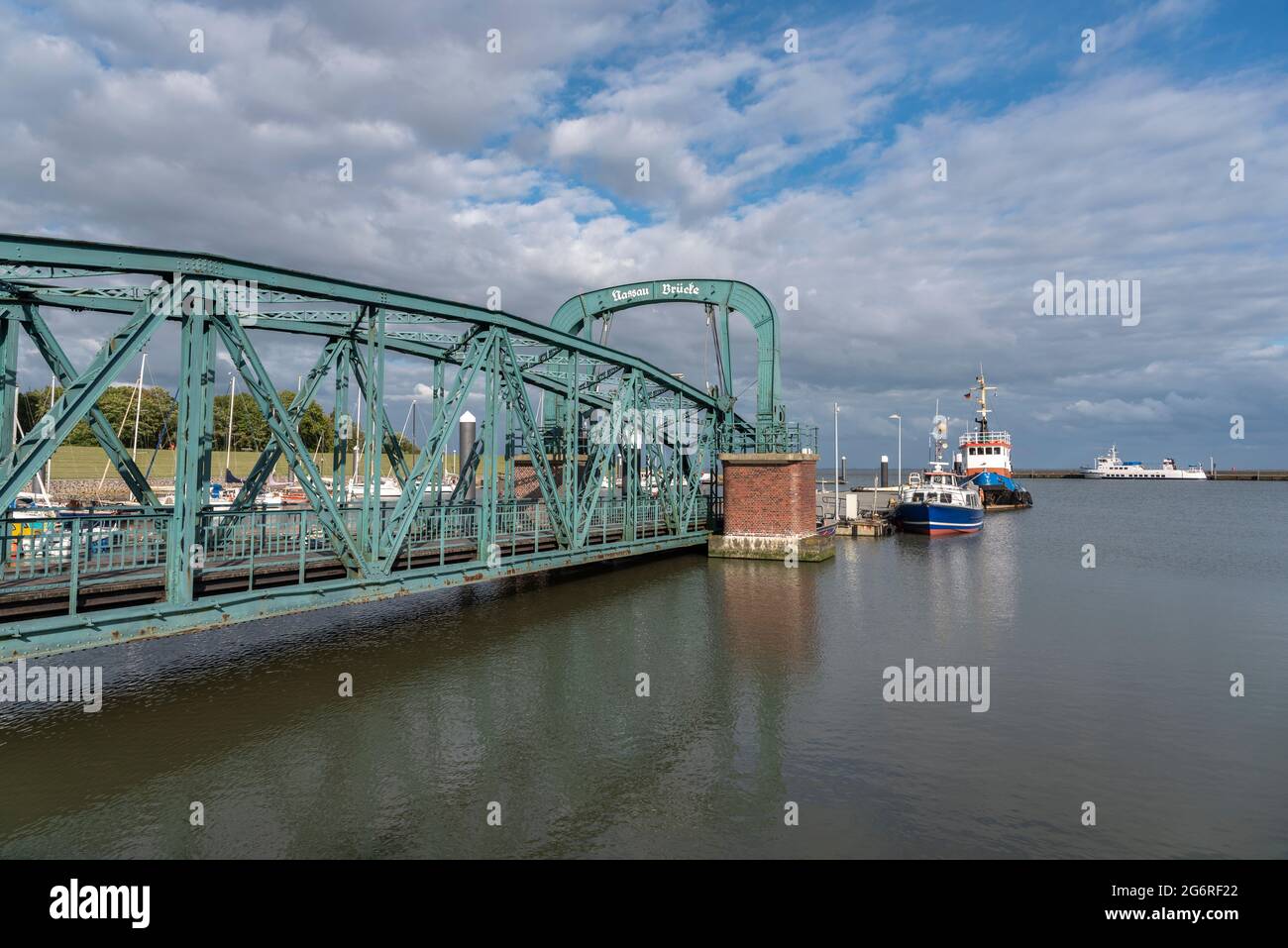 Ponte Nassau nel porto di Nassau, Wilhelmshaven, bassa Sassonia, Germania, Europa Foto Stock