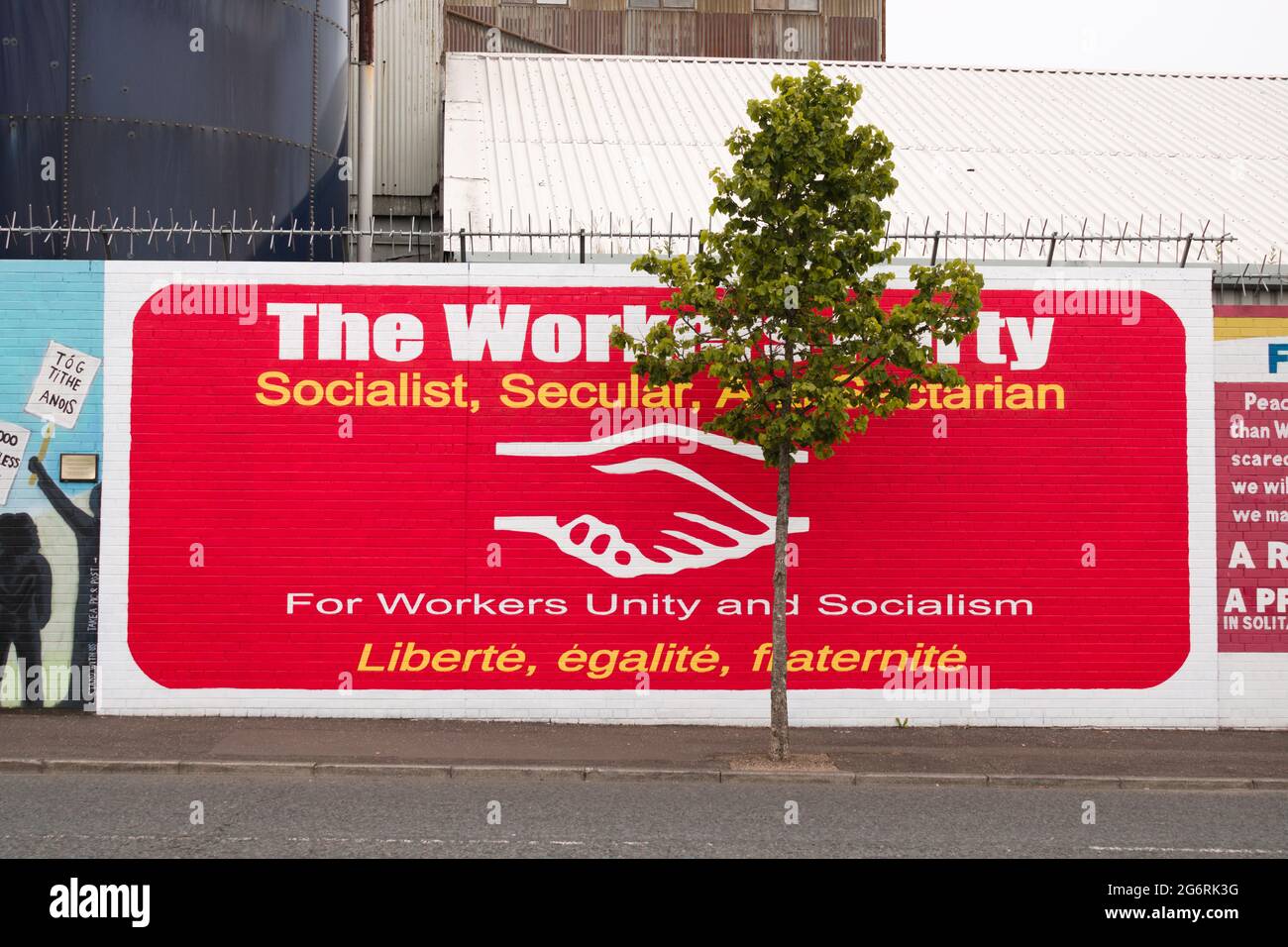 Il murale del Partito dei lavoratori su Northumberland Street, Belfast, Irlanda del Nord. Data immagine: 01 luglio 2021 Foto Stock