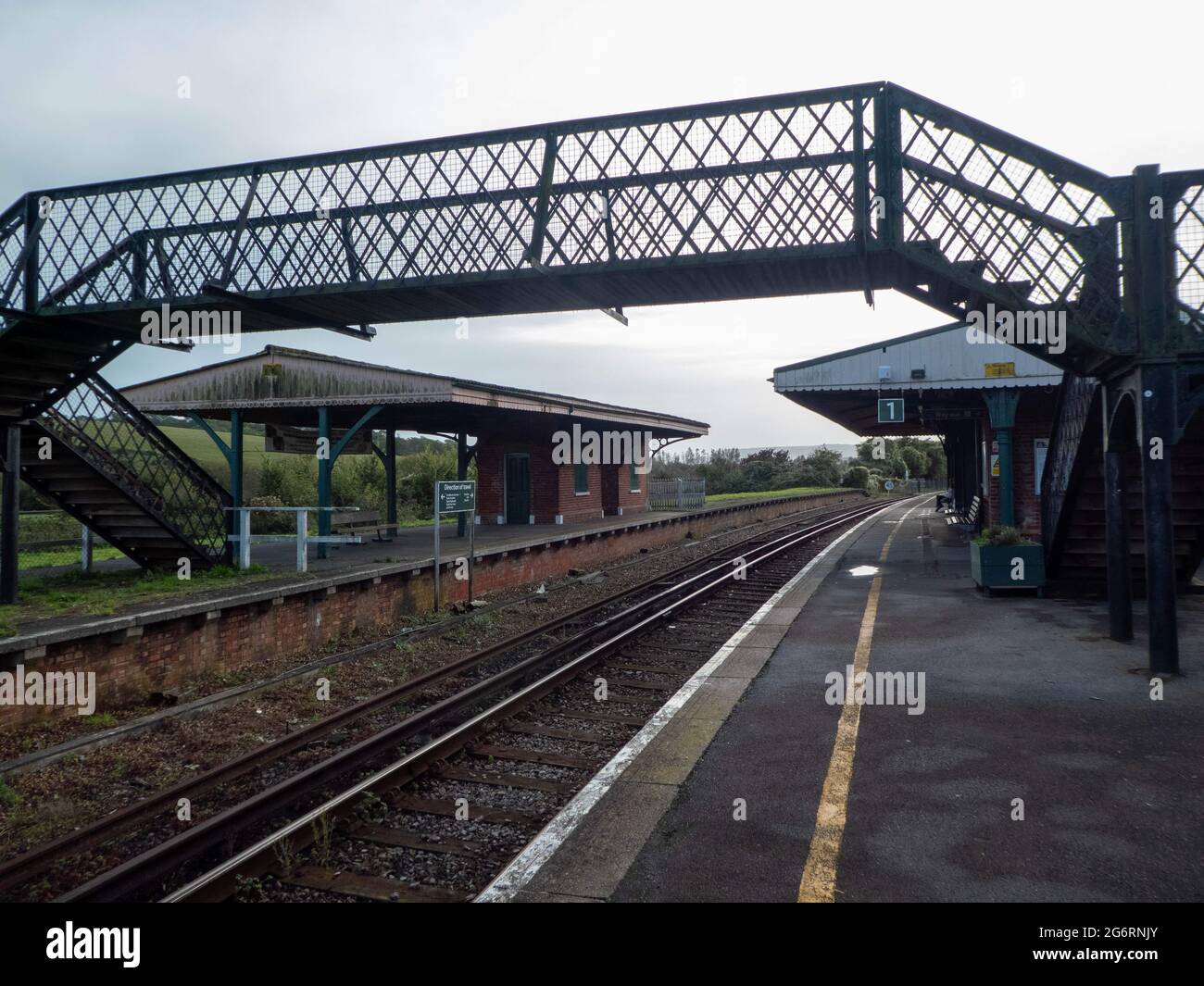 ponte pedonale della stazione di brading sull'Isola di Wight Hampshire Inghilterra Foto Stock