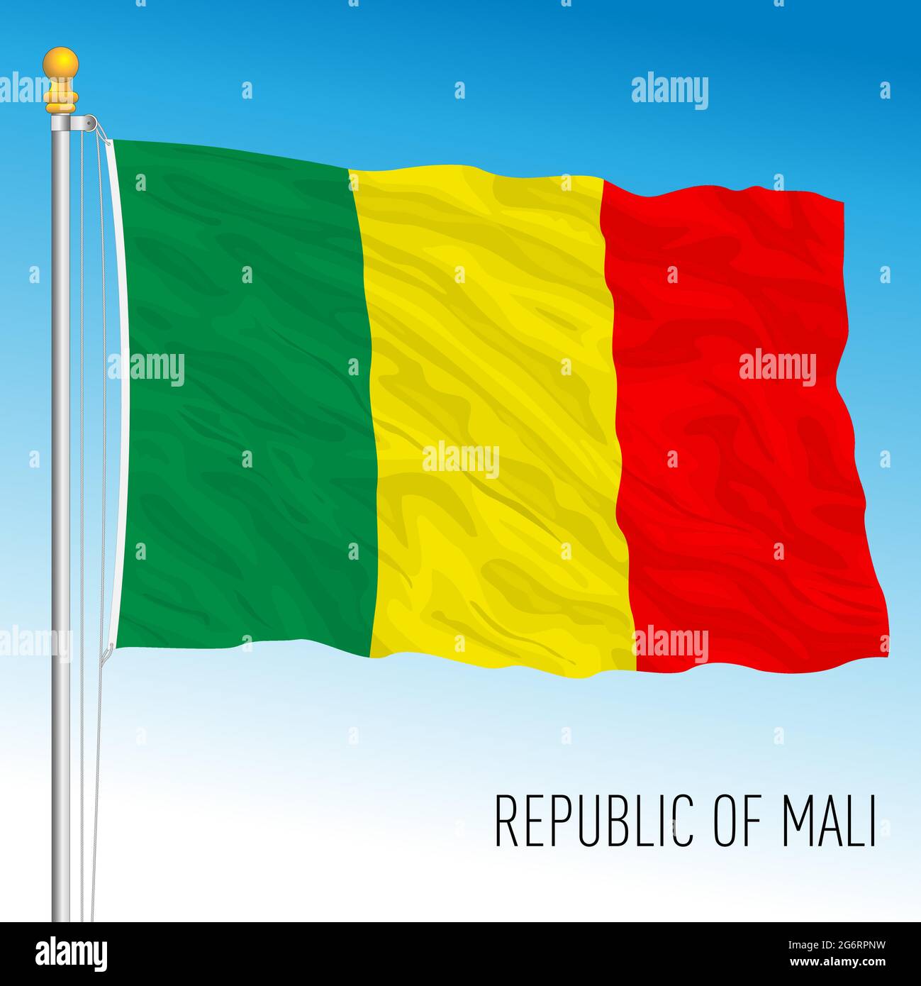 Bandiera nazionale ufficiale del Mali, paese africano, illustrazione vettoriale Illustrazione Vettoriale