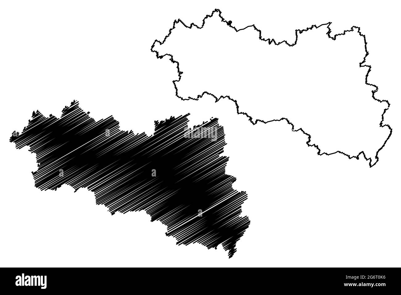 Distretto di Burgenlandkreis (Repubblica federale di Germania, distretto rurale, Stato libero di Sassonia-Anhalt) illustrazione vettoriale della mappa, abbozzare Burgenlan Illustrazione Vettoriale
