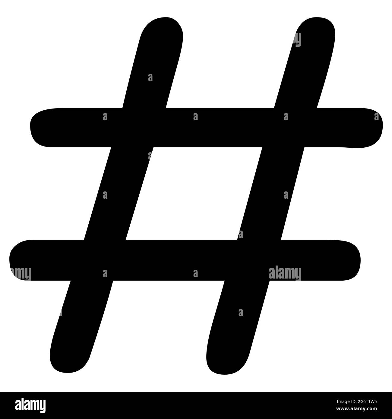 Icona, logo, simbolo, logotipo hashtag in nero. Sfondo bianco. Illustrazione. Foto Stock