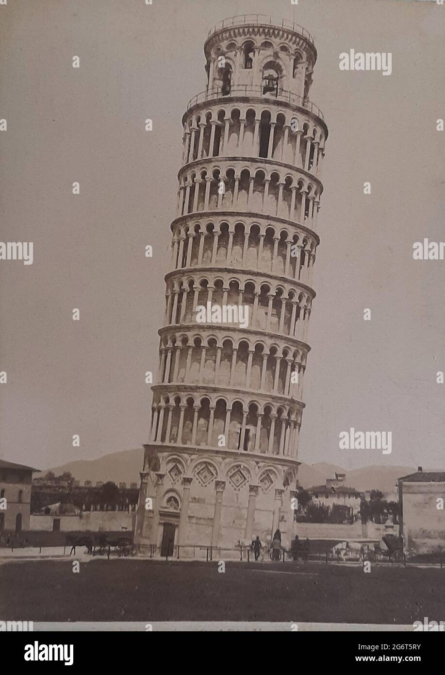 La torre pendente di Pisa (compl. 1372), Italia, fotografata intorno al 1890. Foto Stock