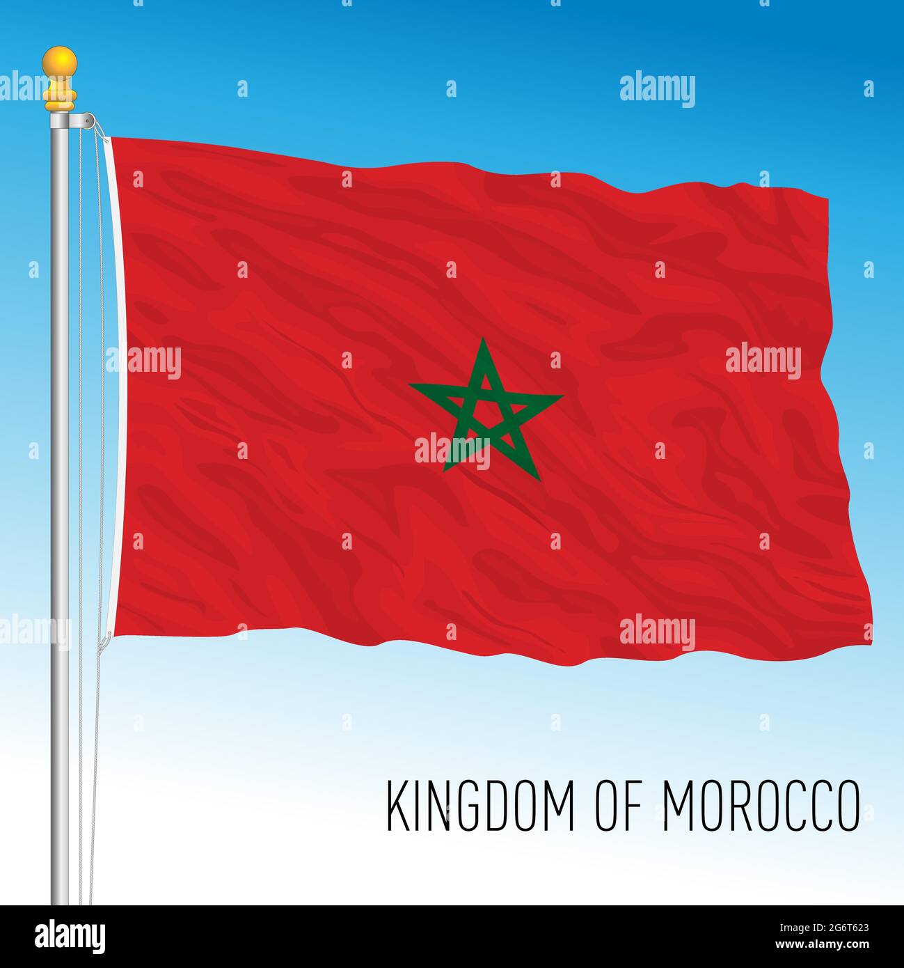 Bandiera nazionale ufficiale del Marocco, paese africano, illustrazione vettoriale Illustrazione Vettoriale