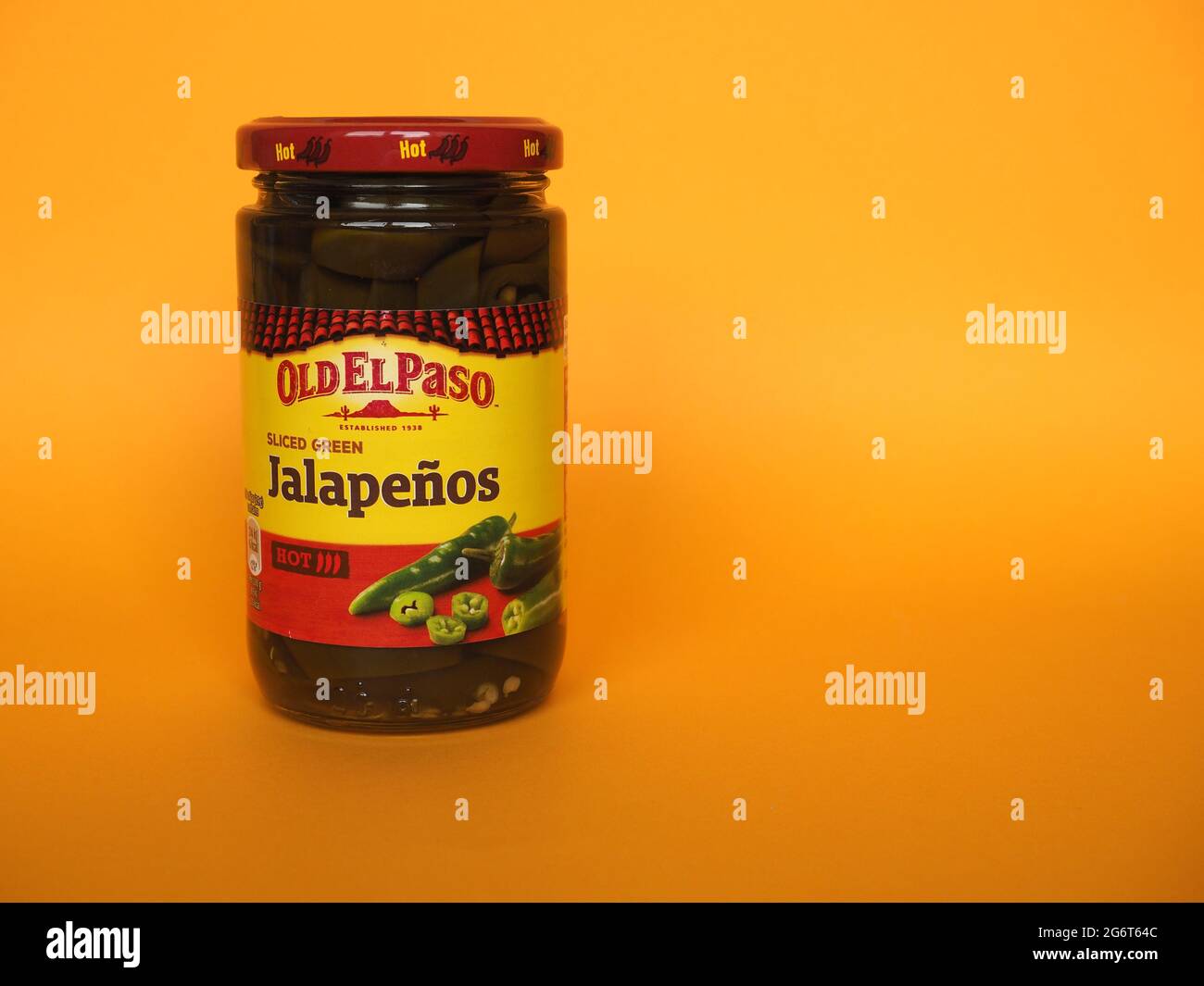 MINNEAPOLIS, USA - CIRCA GIUGNO 2021: Vasetto di Old El Paso a fette di Jalapenos verde Foto Stock