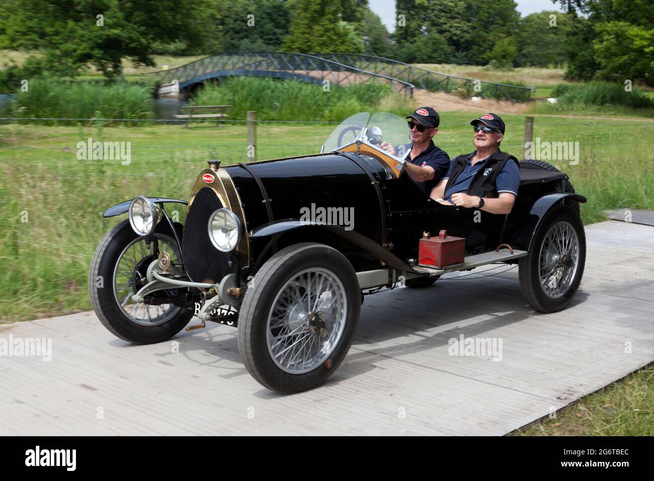 A Black, 1924, Bugatti Brescia, in mostra, al London Classic Car Show 2021 Foto Stock