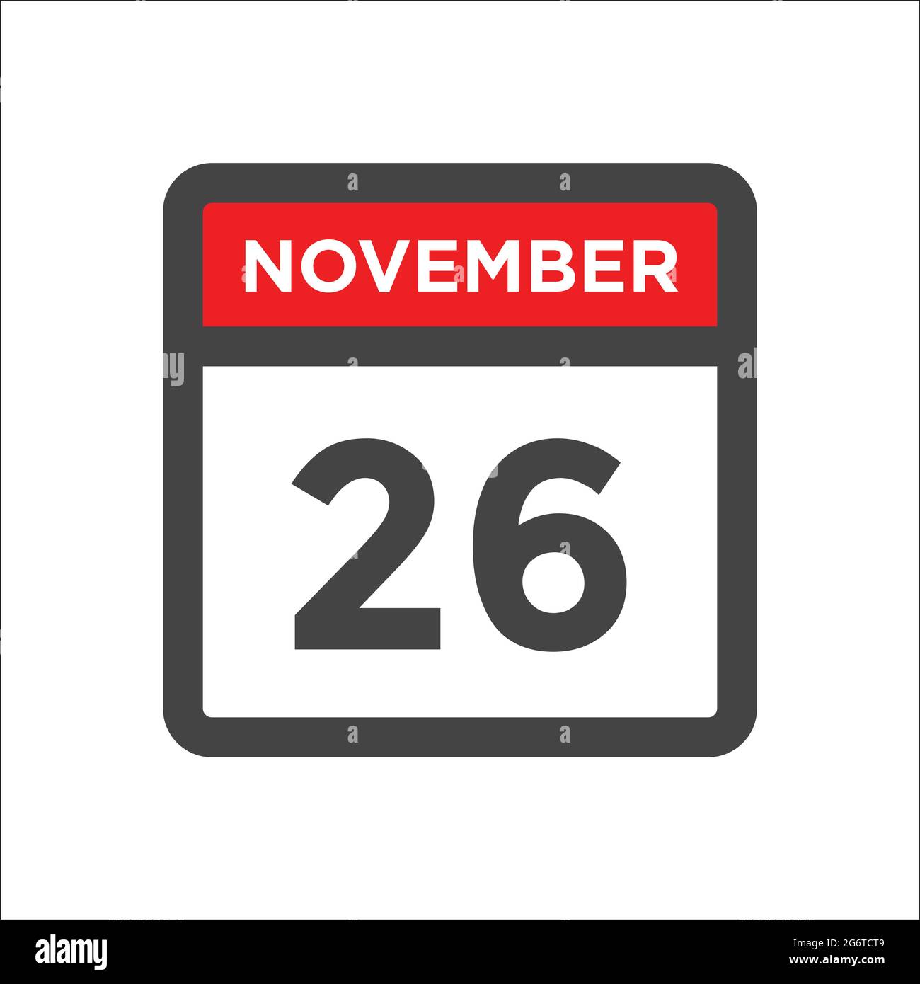 Novembre 26 icona del calendario w giorno del mese Illustrazione Vettoriale