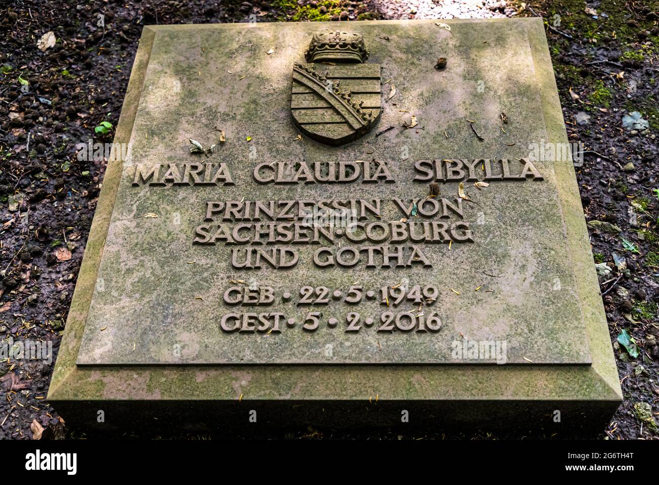 Cimitero della Casa di Sassonia-Coburg e Gotha vicino Coburg, Germania. Tomba di Maria Claudia Sibylla, Principessa di Sassonia Coburg e Gotha Foto Stock