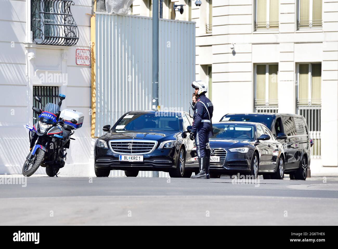 Vienna, Austria. Guardia di sicurezza durante una visita di stato Foto Stock