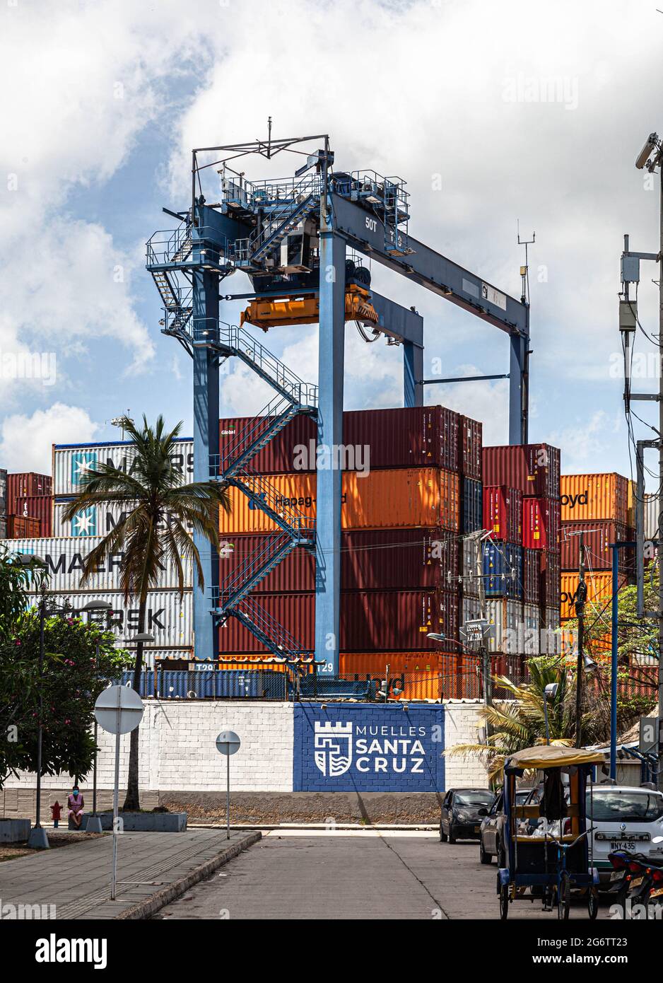 Commercio marittimo, Muelles Santa Cruz, Cartagena de Indias, Colombia. Foto Stock