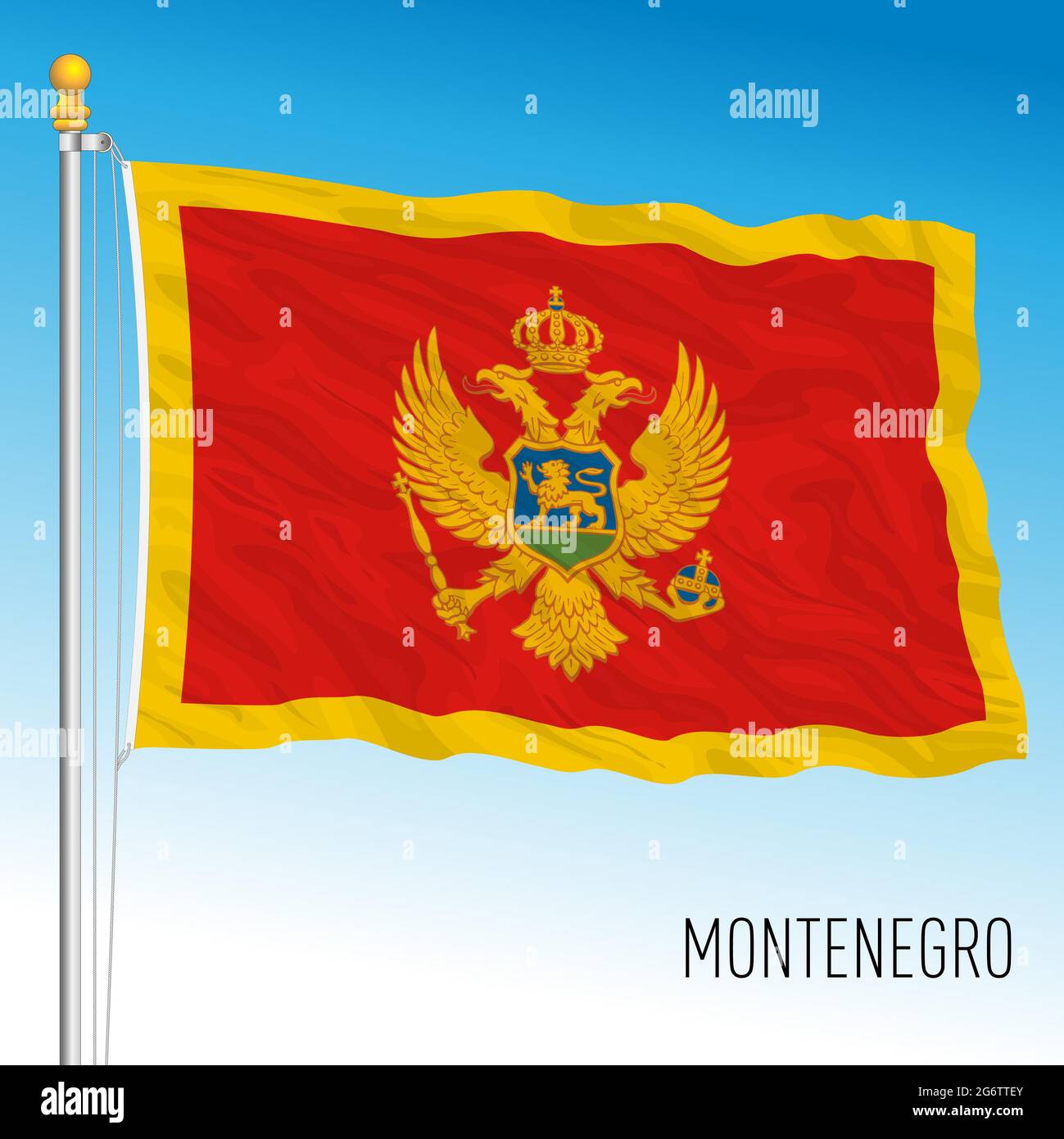Montenegro bandiera nazionale ufficiale, paese europeo, illustrazione vettoriale Illustrazione Vettoriale
