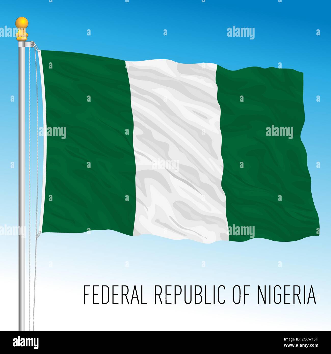 Bandiera nazionale ufficiale della Nigeria, paese africano, illustrazione vettoriale Illustrazione Vettoriale