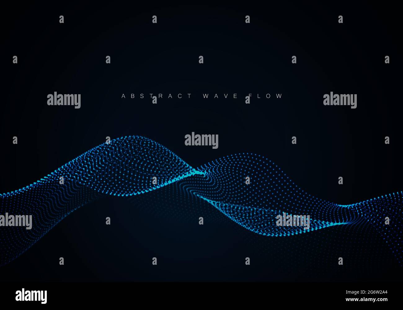 Onda di particelle. Futuristico sfondo blu puntini con un'onda dinamica. Big data. Illustrazione Vettoriale