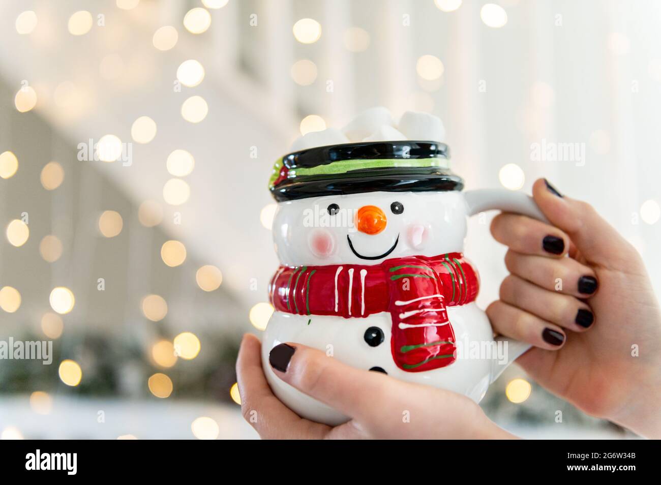 Tazza 3D Snowman xmas con cacao caldo Foto Stock