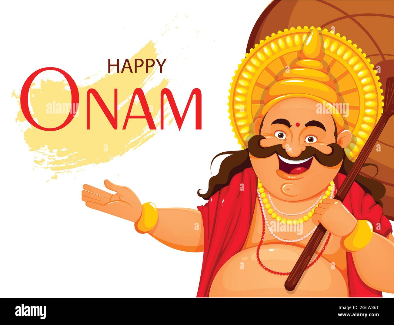 Happy Onam festival in Kerala biglietto d'auguri. Onam festeggiamenti, tradizionale festa indiana. Re Mahabali con ombrello. Illustrazione vettoriale stock Illustrazione Vettoriale Happy Onam festival in Kerala biglietto d'auguri. Onam festeggiamenti, tradizionale festa indiana. Re Mahabali con ombrello. Illustrazione vettoriale stock Illustrazione Vettoriale