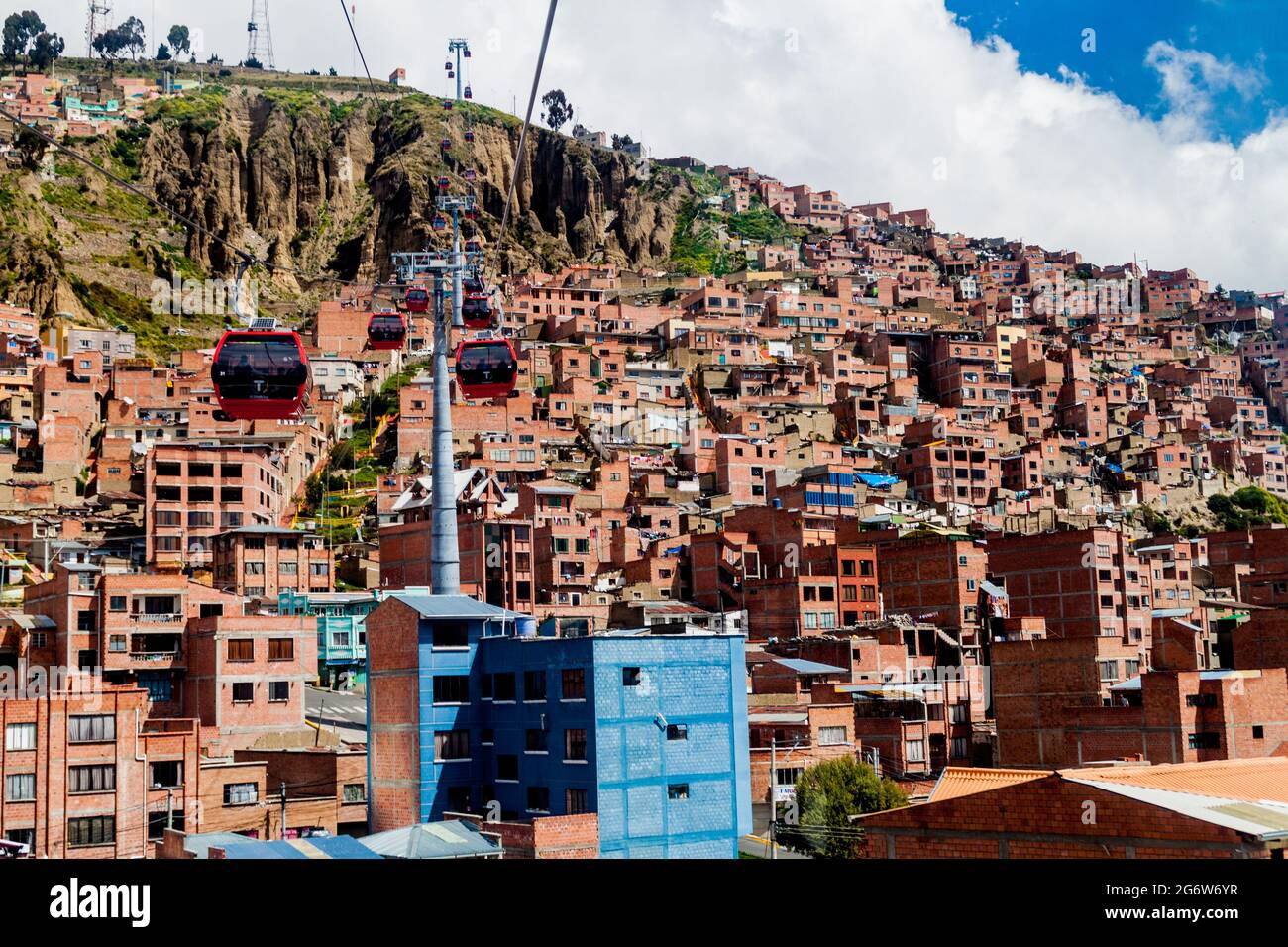 Case di la Paz con Teleferico (funivia), Bolivia Foto Stock