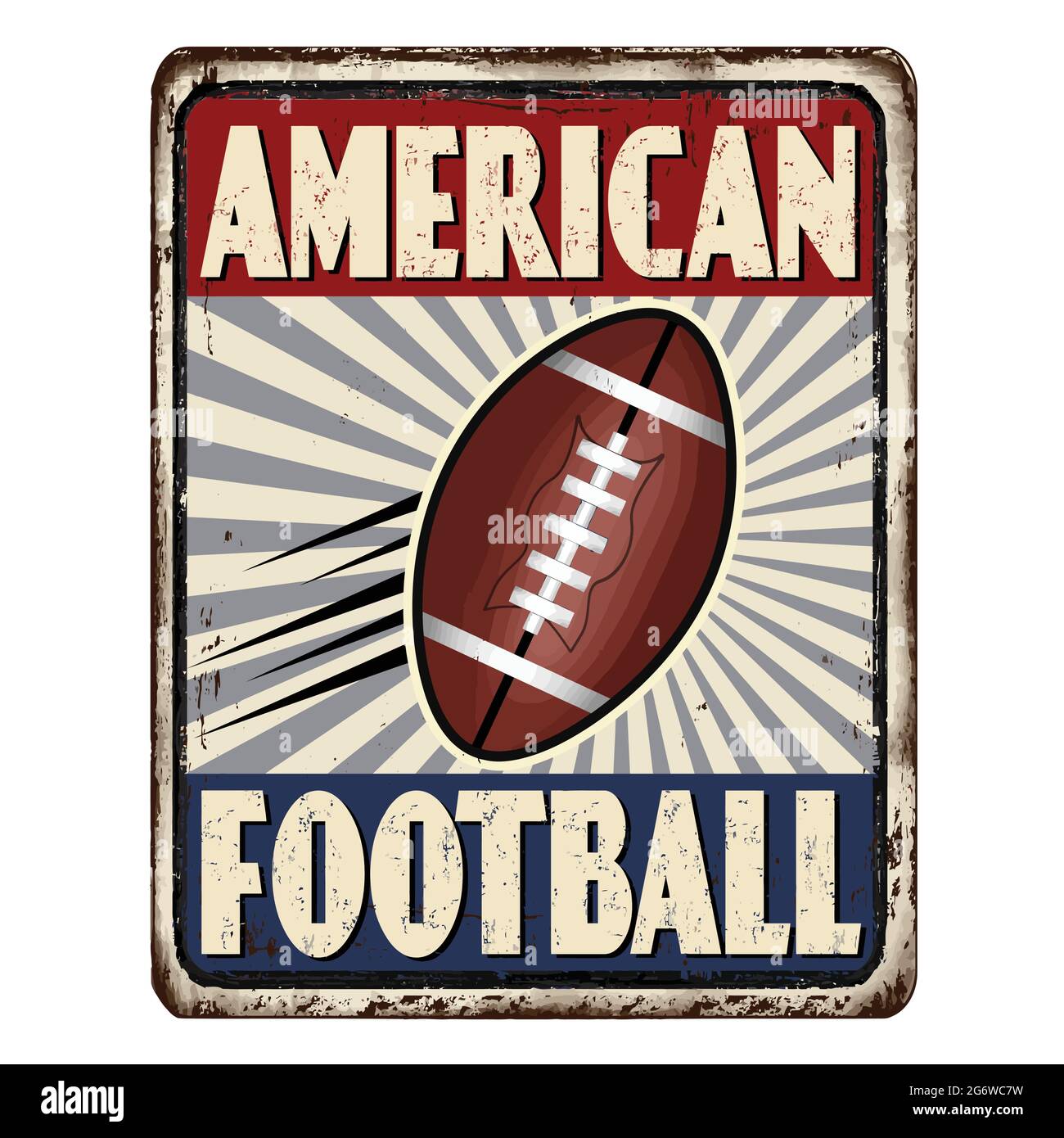 American football vintage arrugginito segno metallo su sfondo bianco, illustrazione vettoriale Illustrazione Vettoriale