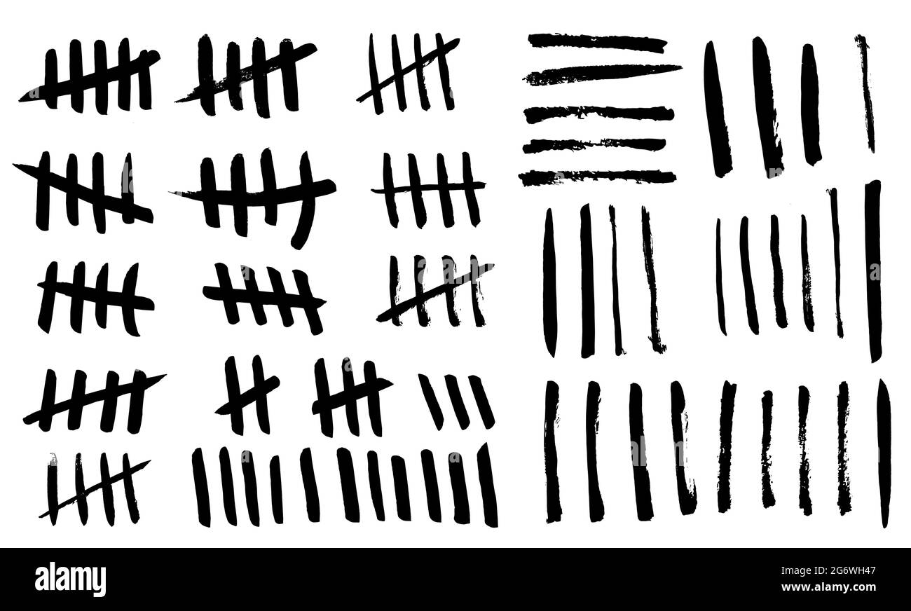 Segni di conteggio. Contare i segni sulle mura della prigione. Tacche per la marcatura dei giorni. Illustrazione vettoriale su sfondo bianco. Illustrazione Vettoriale