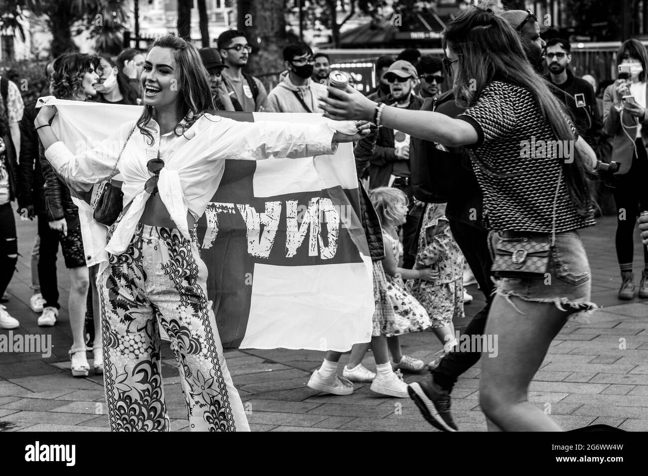 London Leicester Square Euro festeggiamenti Foto Stock