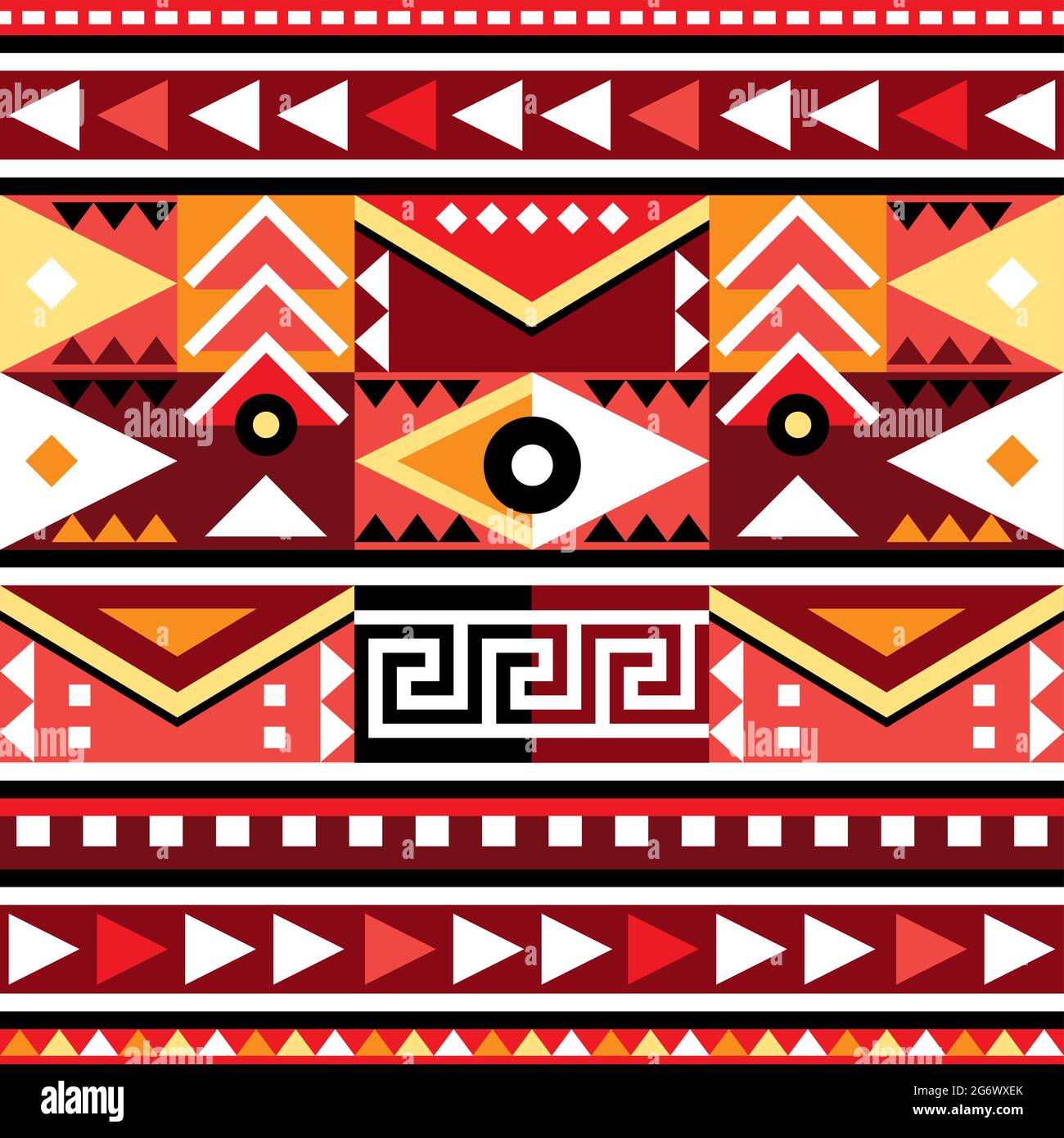 Motivo vettoriale senza giunture tribale geometrico - stile peruviano, tessuto azteco o tessuto stampa formato quadrato Illustrazione Vettoriale