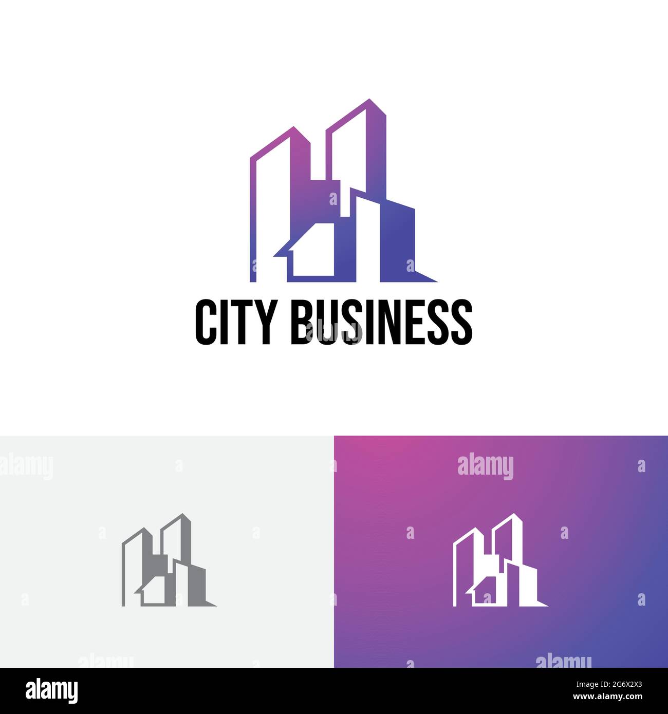 Logo City Building Work Office Business Real Estate Illustrazione Vettoriale