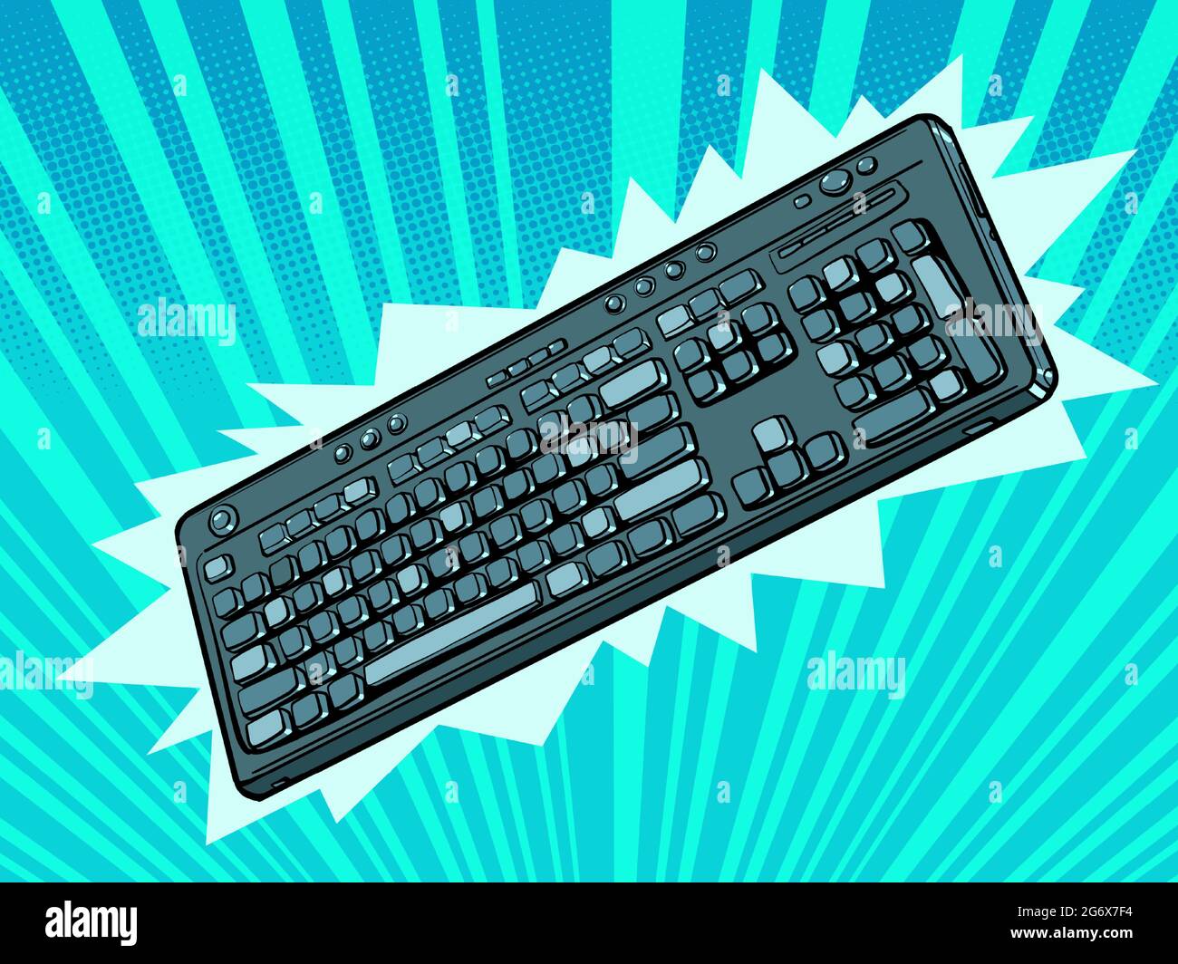 tastiera wireless del computer. Un accessorio per un personal computer. Giocatori Illustrazione Vettoriale