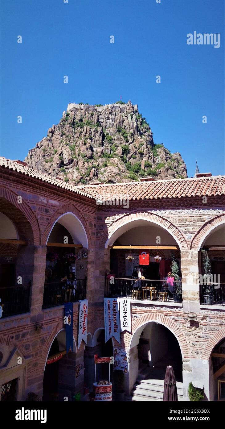 Afyonkarahisar e il suo castello Foto Stock