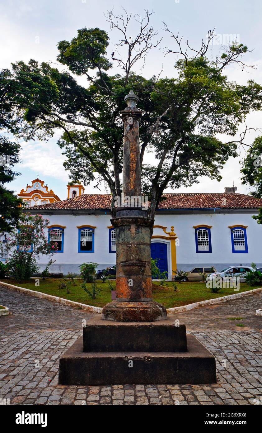 Pilloria sulla piazza antica a Sao Joao del Rei, Minas Gerais, Brasile Foto Stock