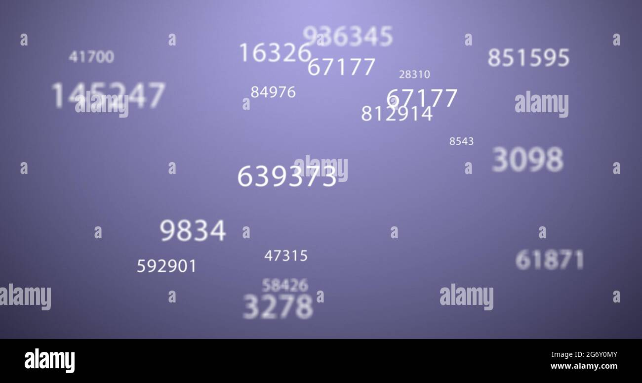 Più numeri che cambiano su sfondo viola Foto Stock