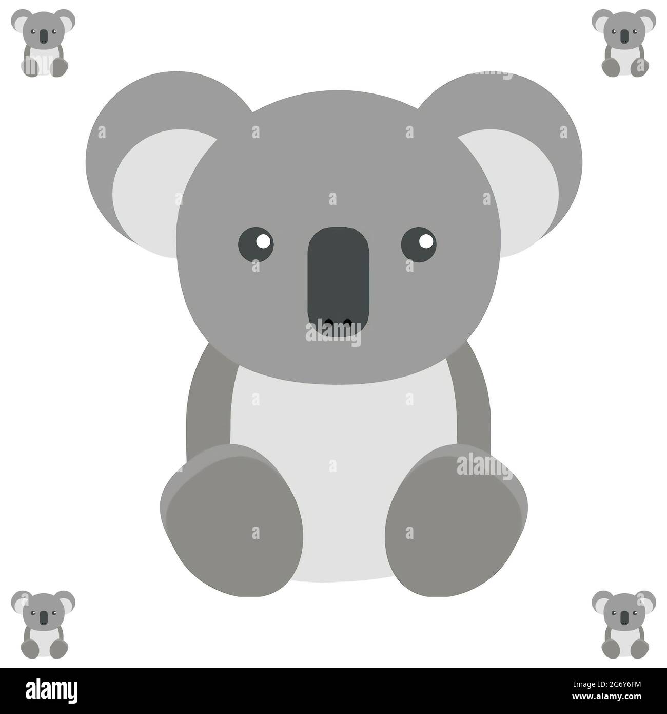 Semplice illustrazione di adorabili orsi koala su sfondo bianco Foto Stock