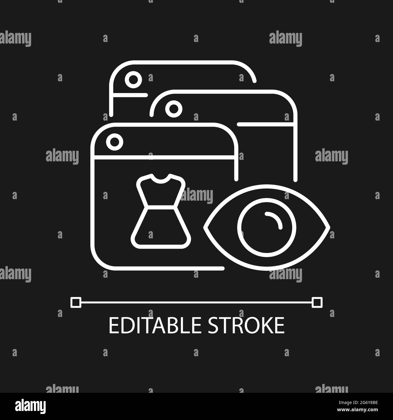 Icona lineare bianca per il tracciamento del comportamento online per il tema scuro Illustrazione Vettoriale