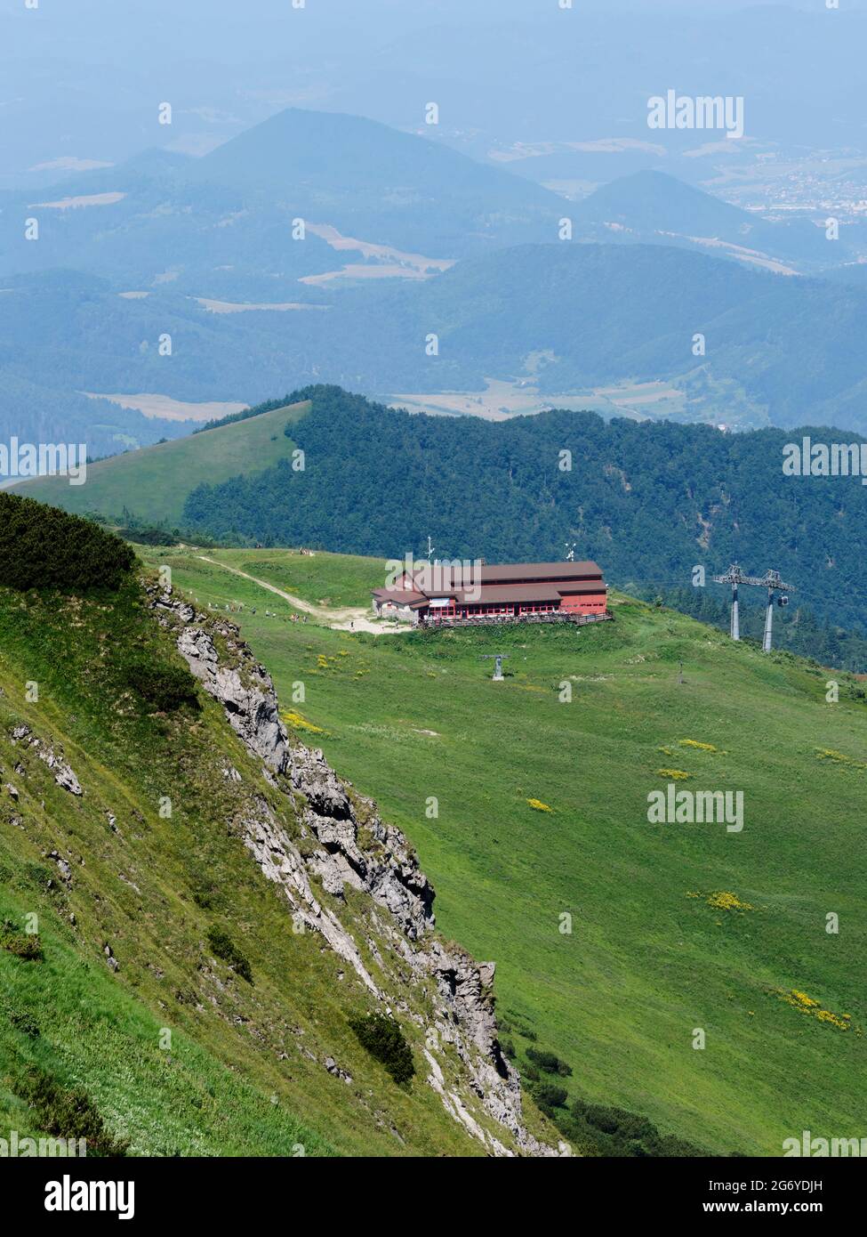 La stazione superiore della funivia per il monte Chleb, Little Fatra, Slovacchia Foto Stock
