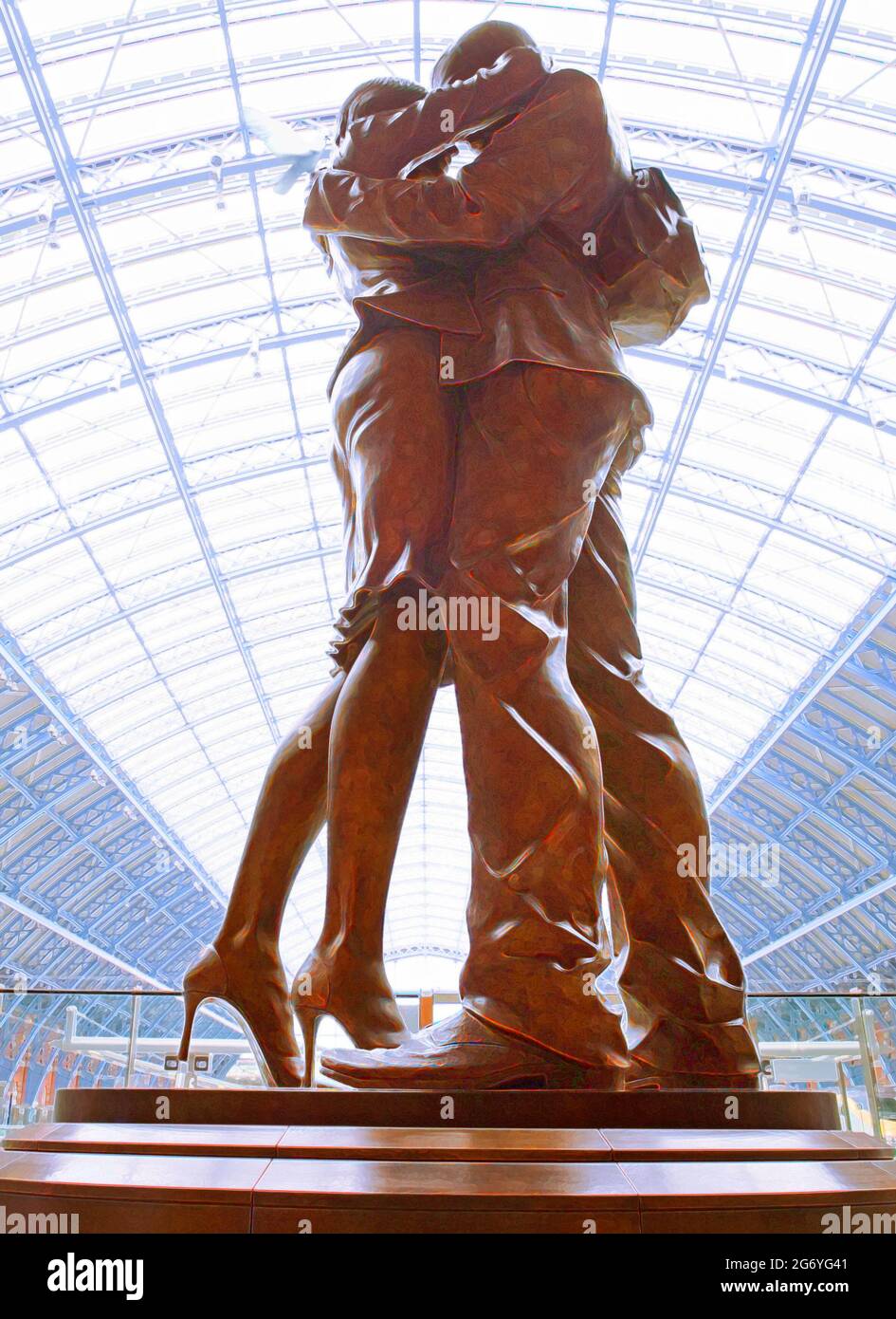 The Meeting Place, St Pancras Station, Londra, Regno Unito, The Kiss, Foto Stock