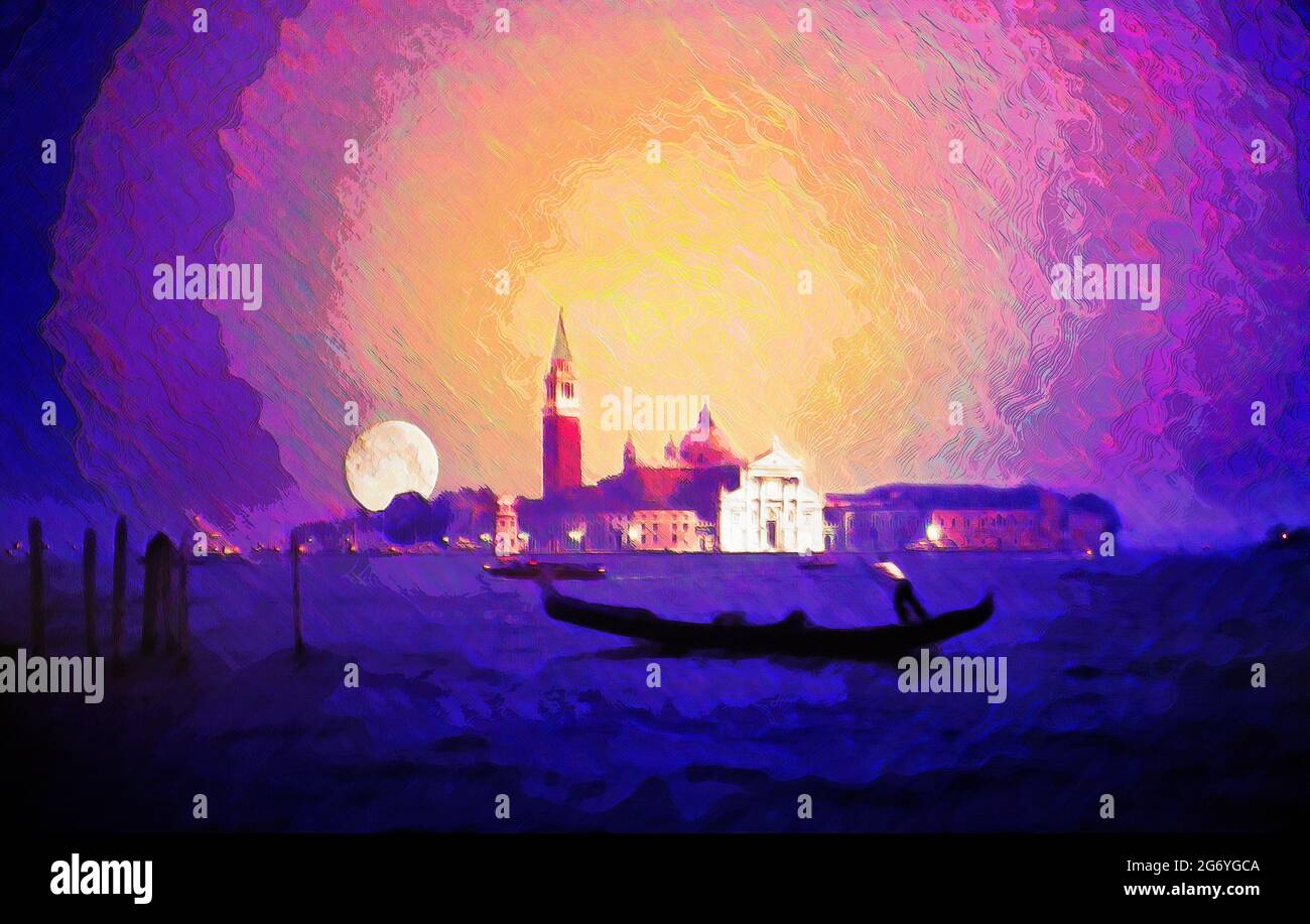 Italia, Venezia, Canal di San Marco, San Giorgio maggiore, crepuscolo, arty, Foto Stock