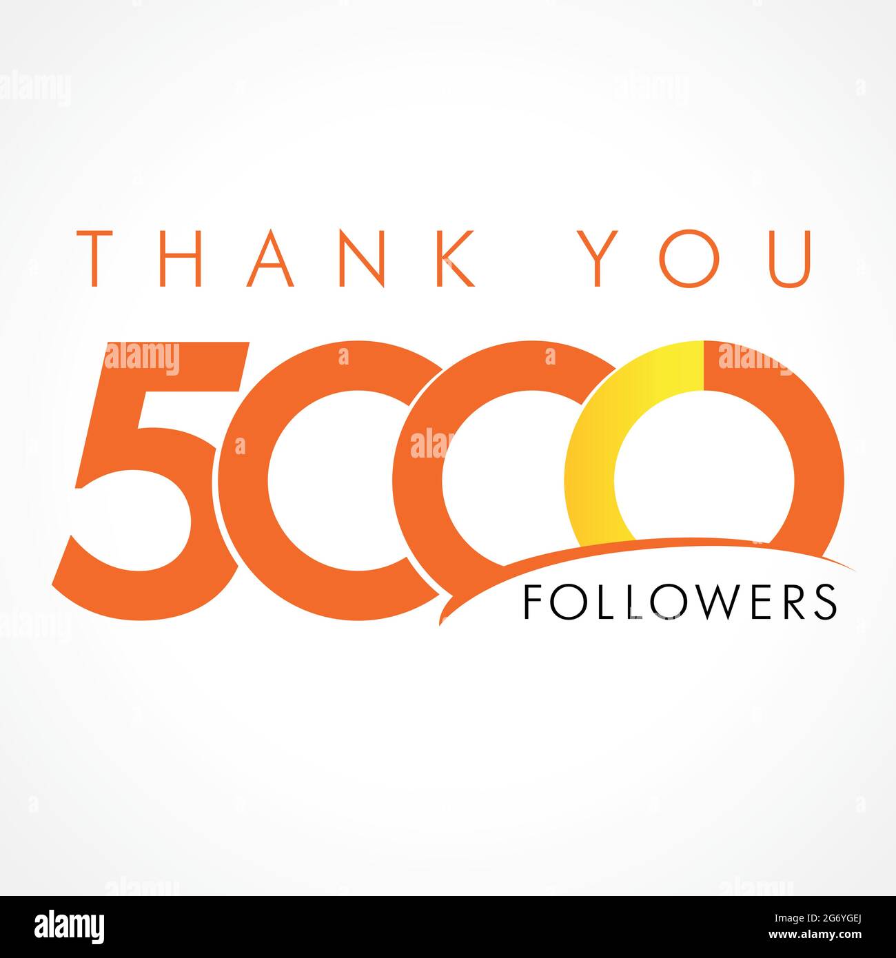 Grazie 5 000 Followers card. Grazie creativi per i seguenti abbonati. A cinquemila piace la celebrazione. Modello grafico astratto isolato. Illustrazione Vettoriale