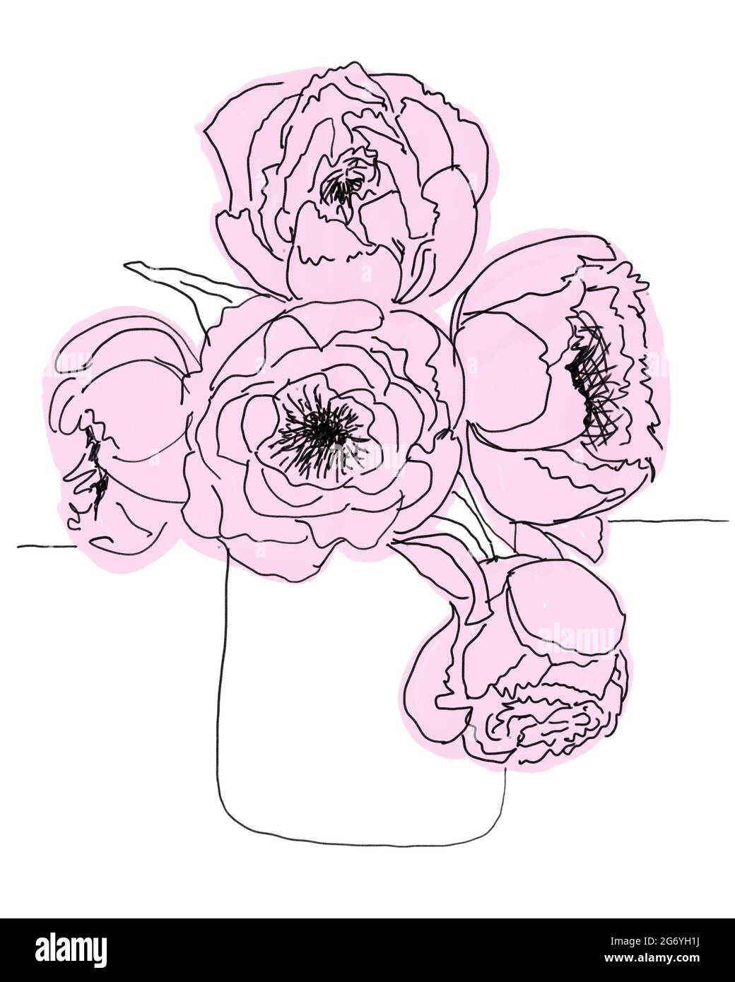 Bouquet di peonie rosa in vaso Foto Stock