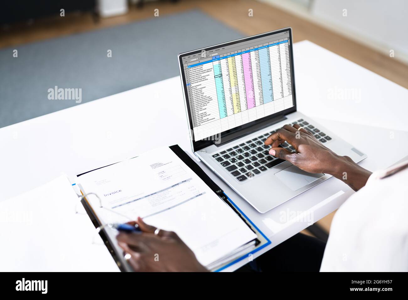 E Software fiscale e contabile per la fatturazione a casa Foto Stock