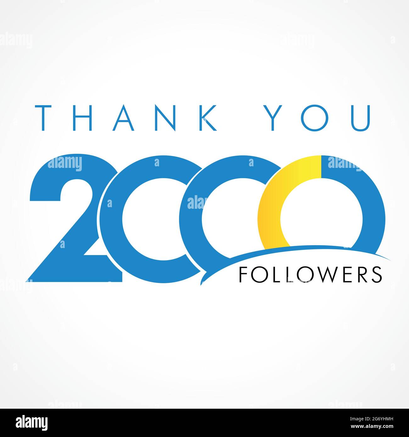 Grazie 2 000 Followers card. Grazie creativi per i seguenti abbonati. Duemila amano la celebrazione. Modello grafico astratto isolato. Illustrazione Vettoriale