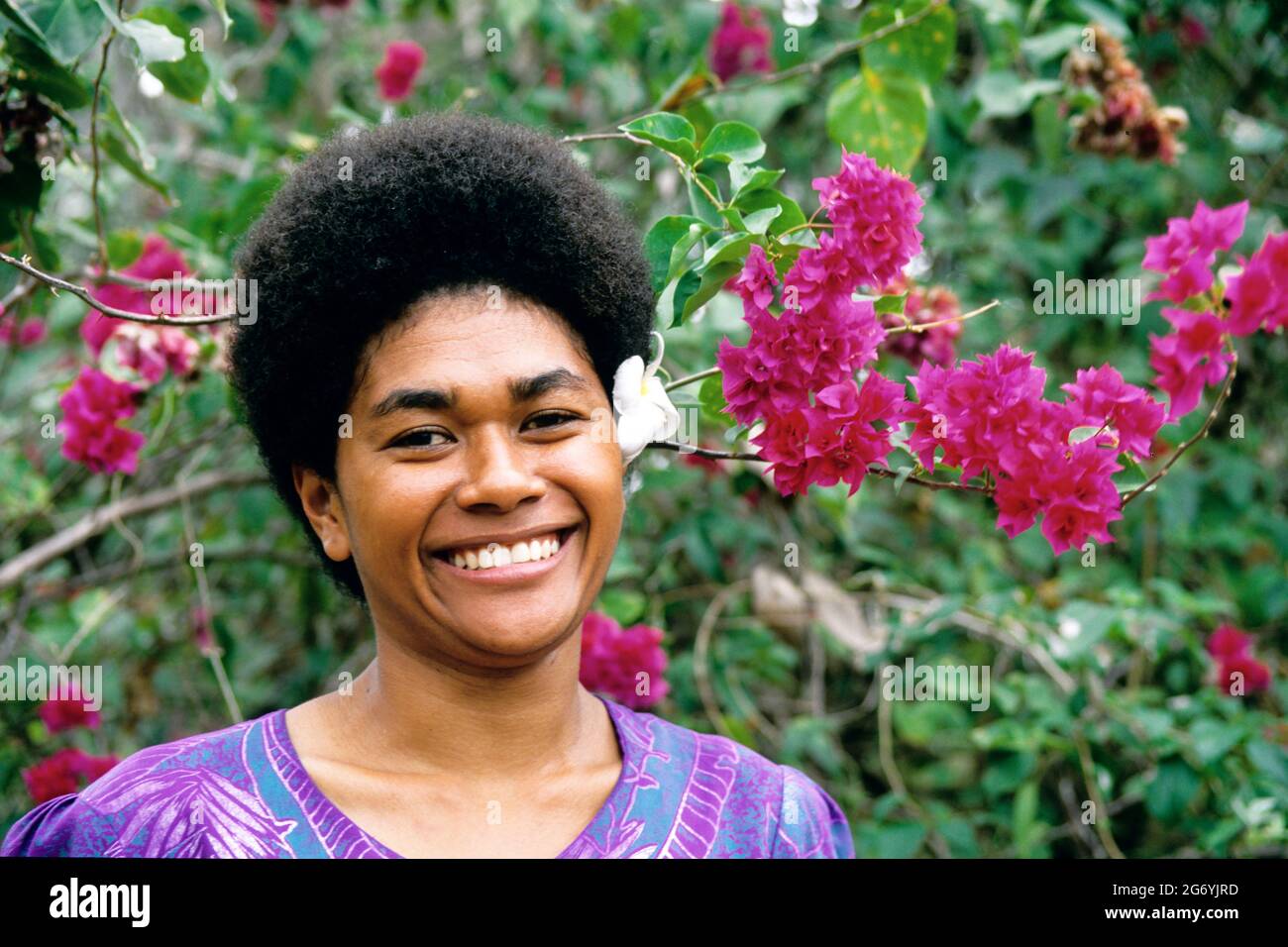 Sorridente donna figiana, Vitri Levu, Figi Foto Stock