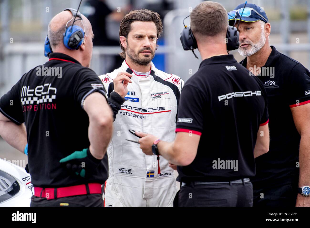 Il principe Carl Philip guidò la Porsche Carrera Cup Scandinavia a Falkenberg, Svezia, il 9 luglio 2021. Foto di Johan Valkonen/Stella Pictures/ABACAPRESS.COM Foto Stock