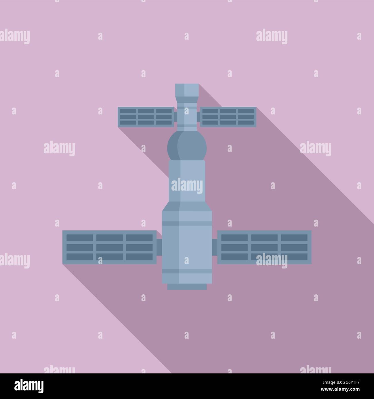 Icona della stazione spaziale di esplorazione vettore piano. Razzo internazionale Illustrazione Vettoriale