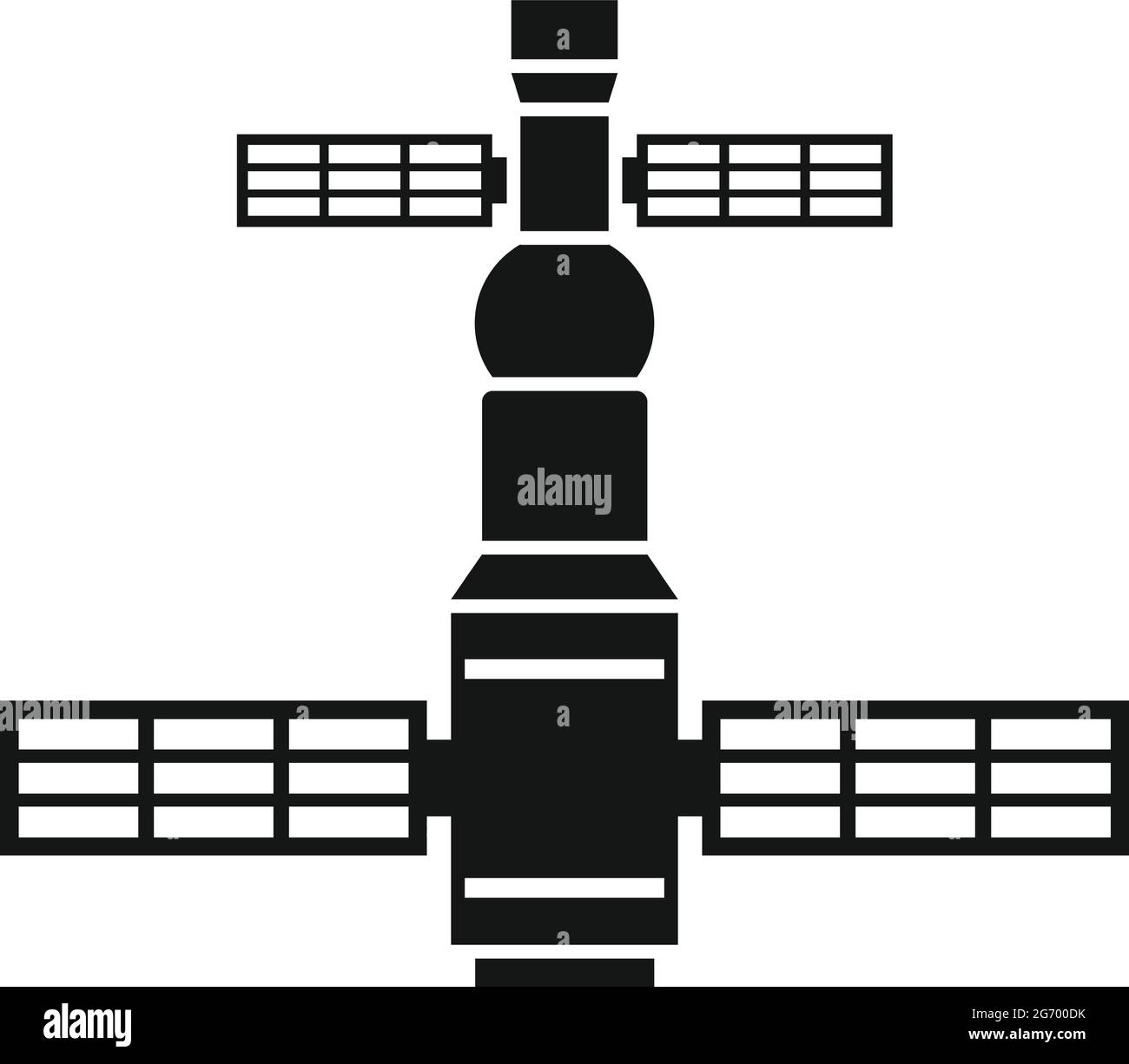 Icona della stazione spaziale di esplorazione vettore semplice. Razzo internazionale Illustrazione Vettoriale