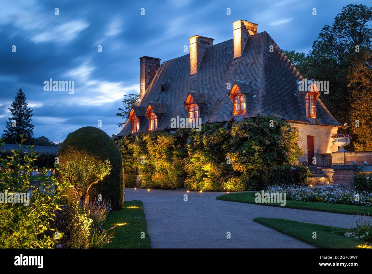 Casa dei giardinieri del capo nel giardino dei fiori di Chateau Chenonceau, Valle della Loira, Centro, Francia Foto Stock