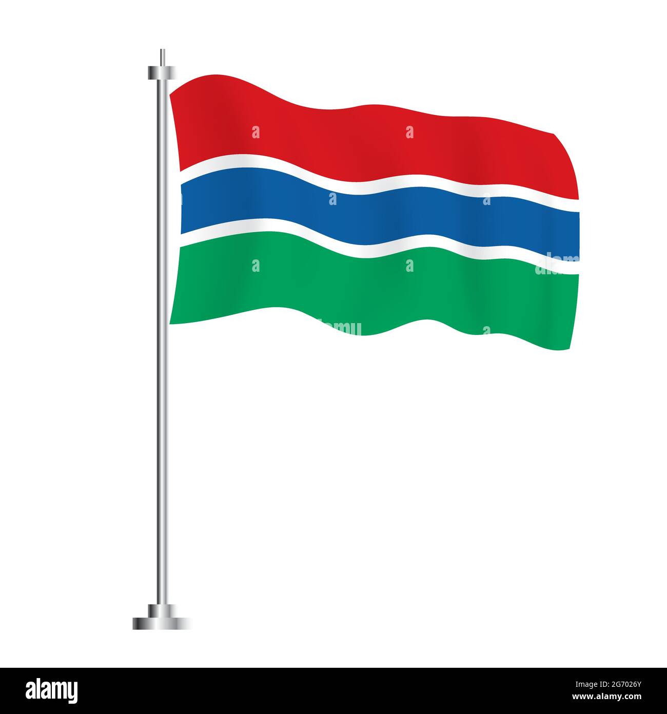 La bandiera Gambia. Bandiera ad onda isolata del Paese Gambia. Illustrazione vettoriale. Giorno dell'indipendenza. Illustrazione Vettoriale