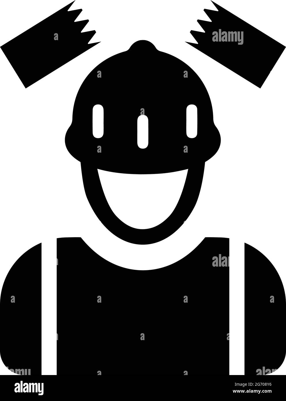 Icona lavoratore, casco, colpo - semplice file EPS vettoriale modificabile. Illustrazione Vettoriale