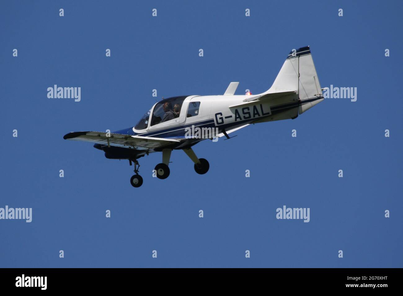 G-ASAL, a Scottish Aviation SA.120-124 Bulldog, ex società per il dimostratore British Aerospace, a Prestwick International Airport in Ayrshire. Foto Stock